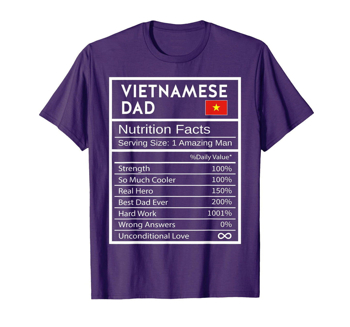 Vietnamese Dad Nutrition Facts National Pride Gift For Dad T-Shirt
