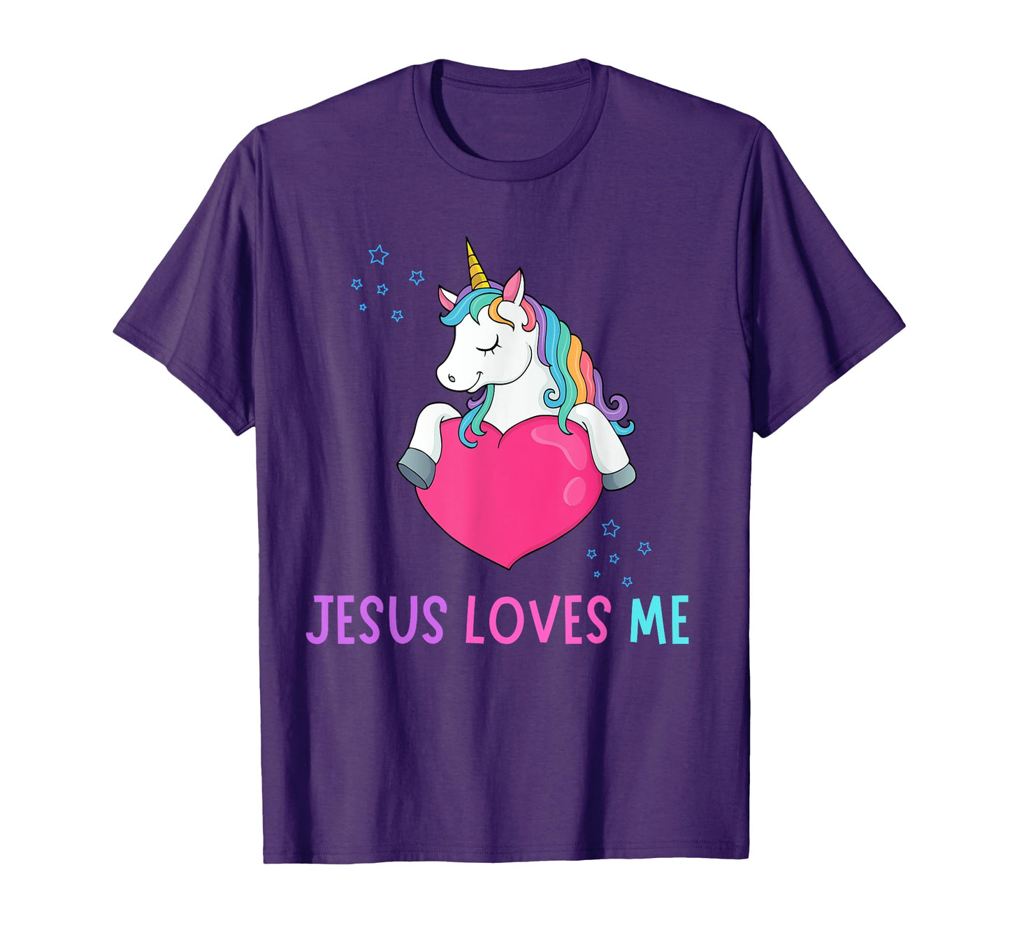 Kids Jesus Loves Me Christian Bible Girls Rainbow Unicorn T-Shirt