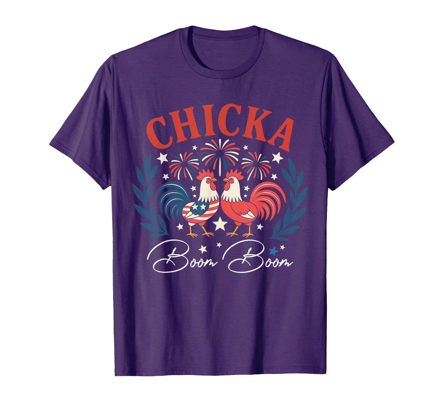 Chicka Boom Boom Cute Chicken Retro 4th of July America T-Shirt