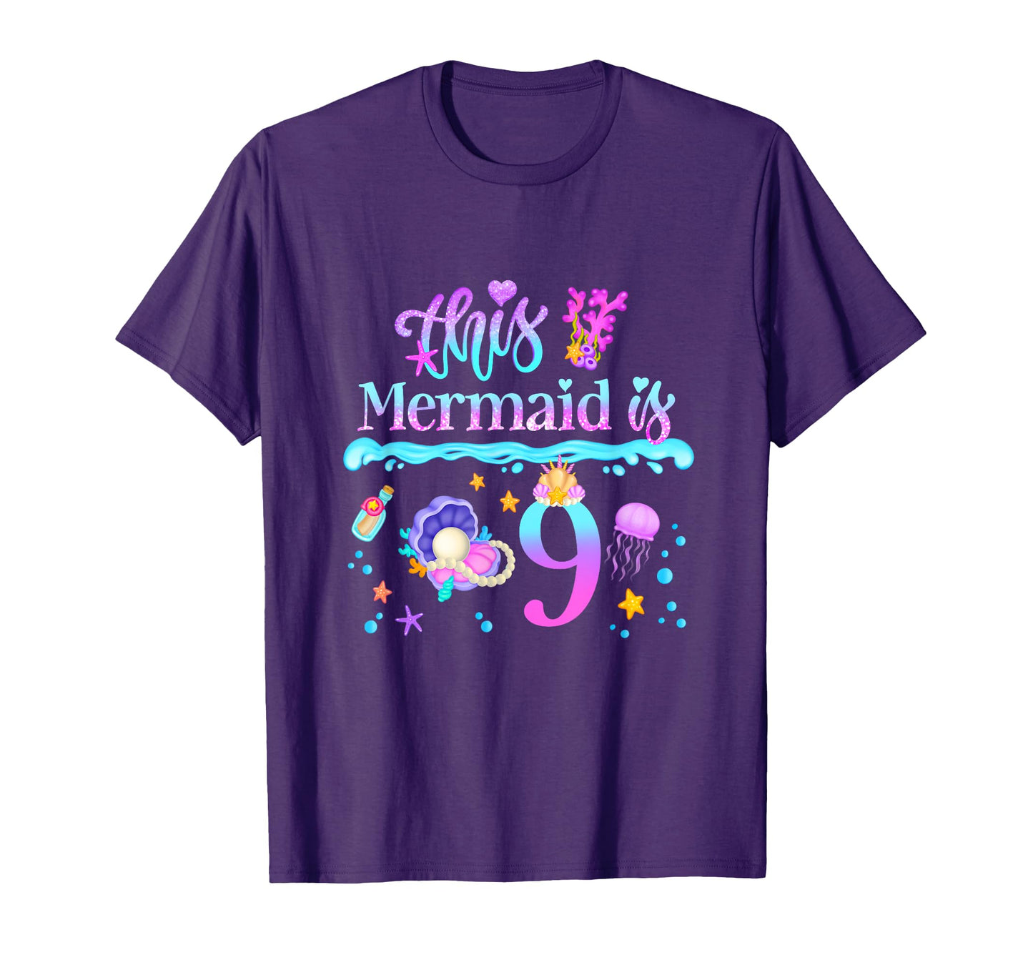 This Mermaid is 9 Years Old 9th Girls Birthday Party Kids T-Shirt
