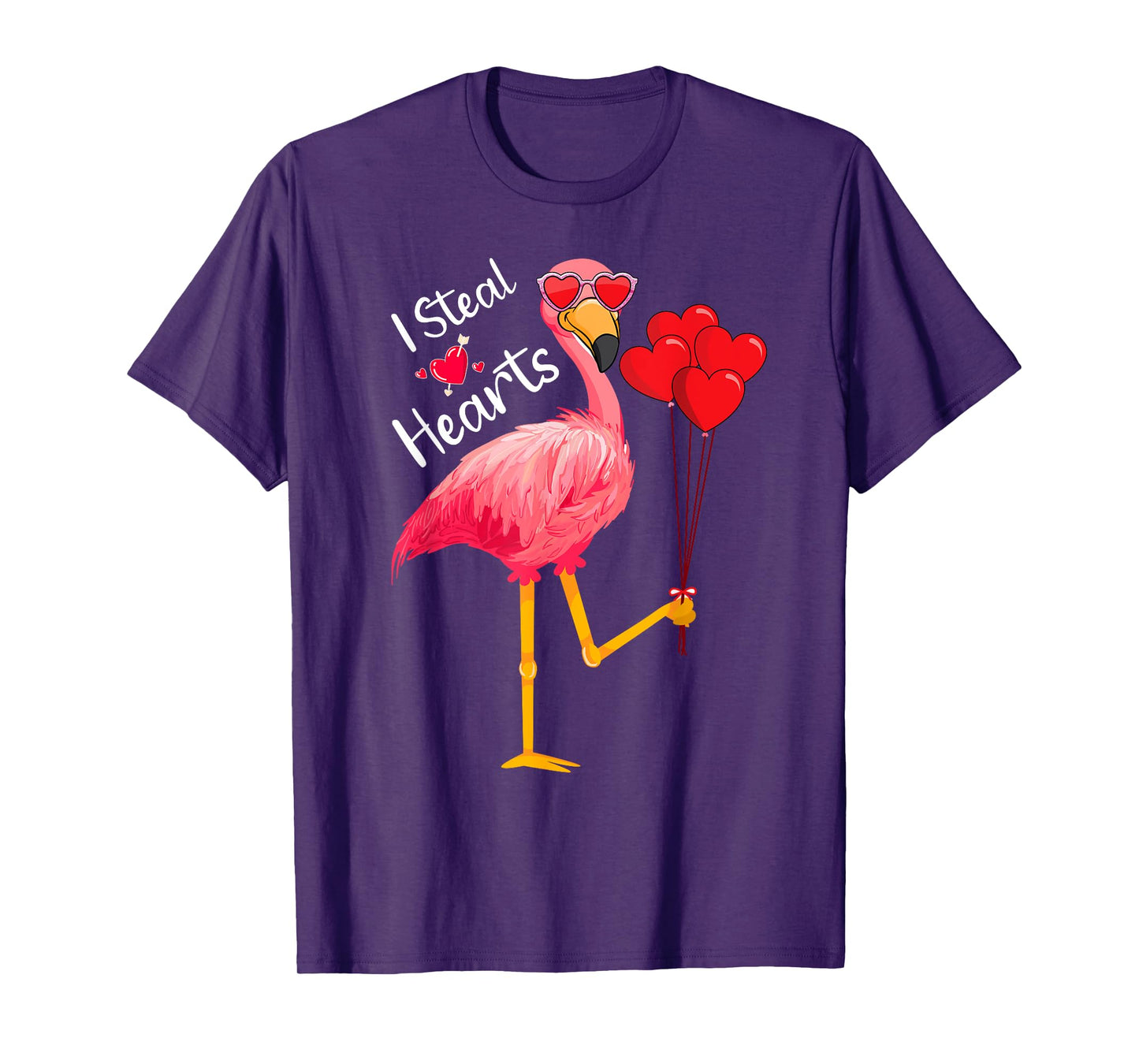 I Steal Hearts - Funny Flamingo Lover Valentine's Day Quotes T-Shirt