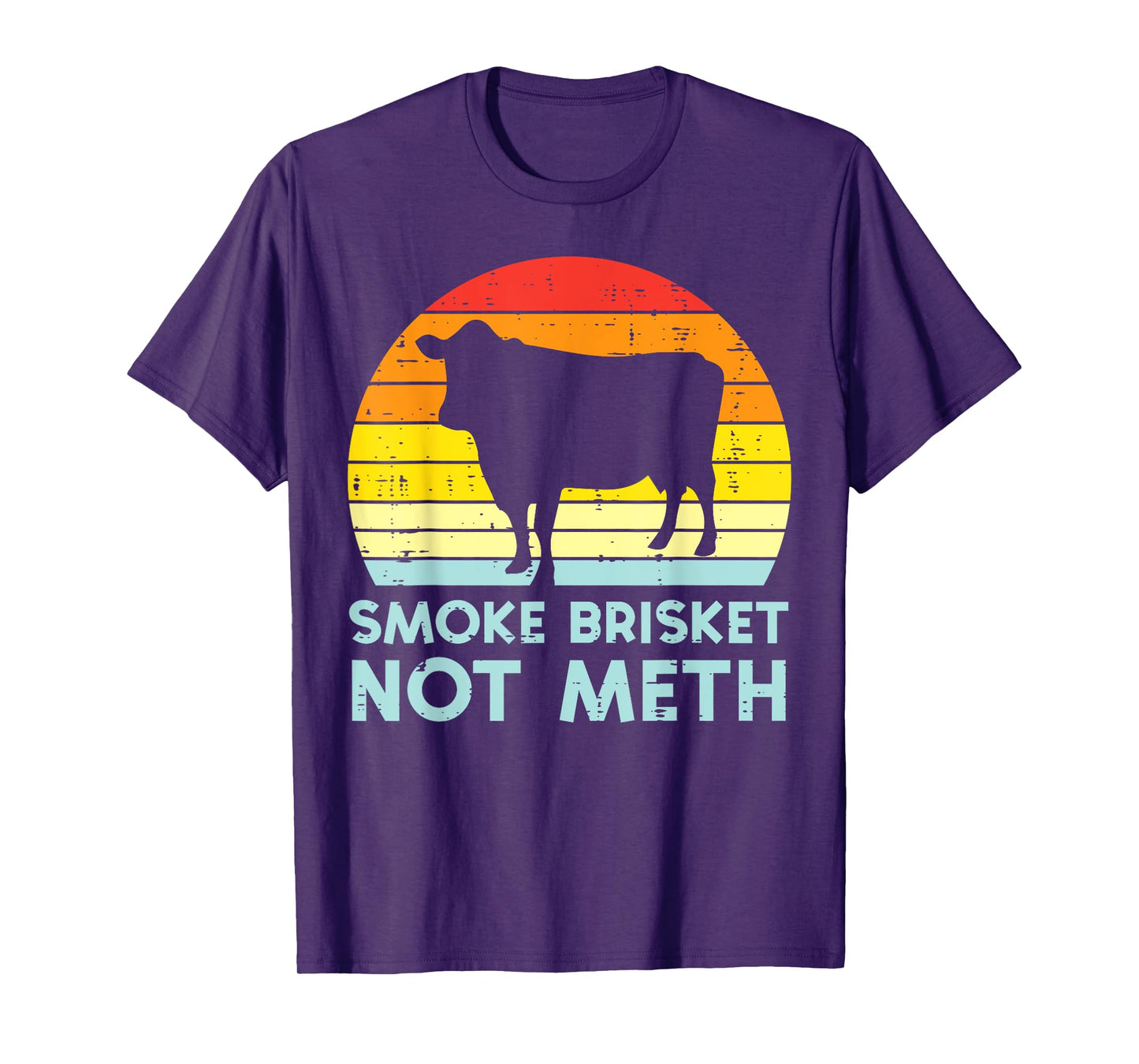 Grill Brisket Beef Sunset Retro Bbq Barbecue Grill Women Men T-Shirt