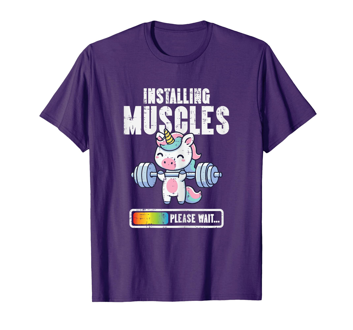 Gym Unicorn Installing Muscles Funny Workout Women Girls Kid T-Shirt
