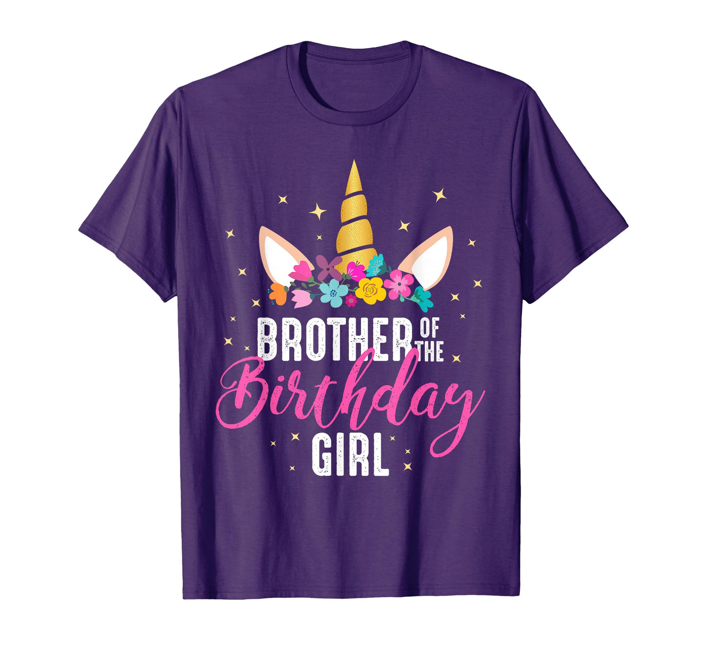 Brother Of The Birthday Girl Sibling Gift Unicorn Birthday T-Shirt