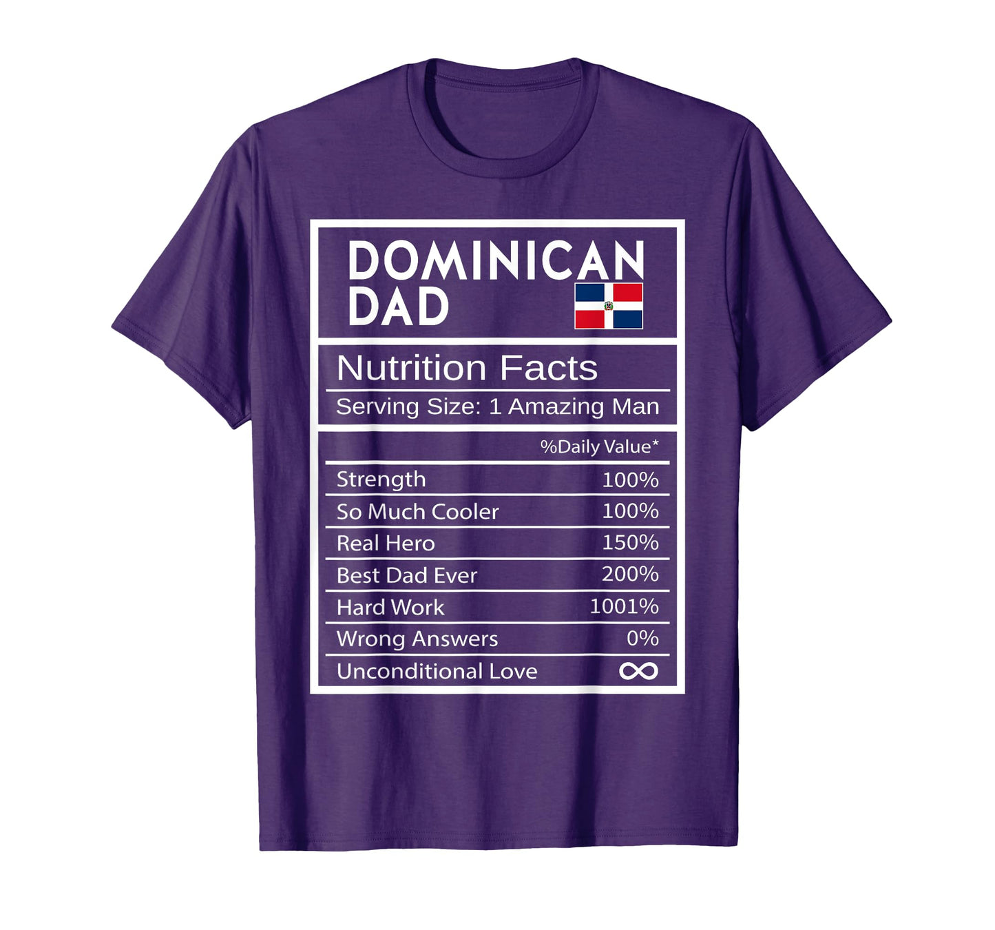 Dominican Dad Nutrition Facts National Pride Gift For Dad T-Shirt