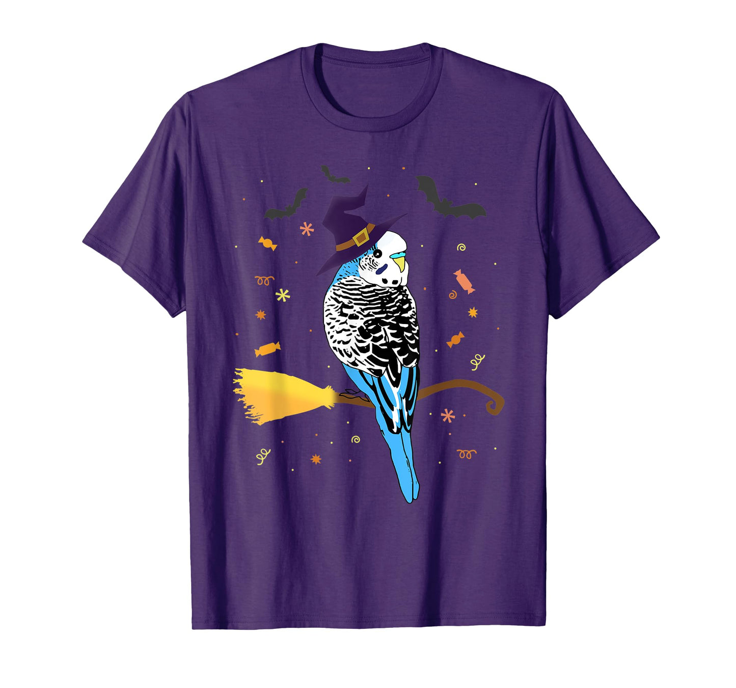 Funny Parrot Witch Birb memes Blu Parakeet Halloween Budgie T-Shirt