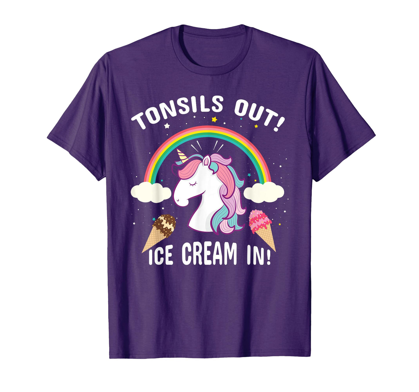 Tonsils Out Ice Cream In Post Surgery Unicorn Get Well Gift T-Shirt