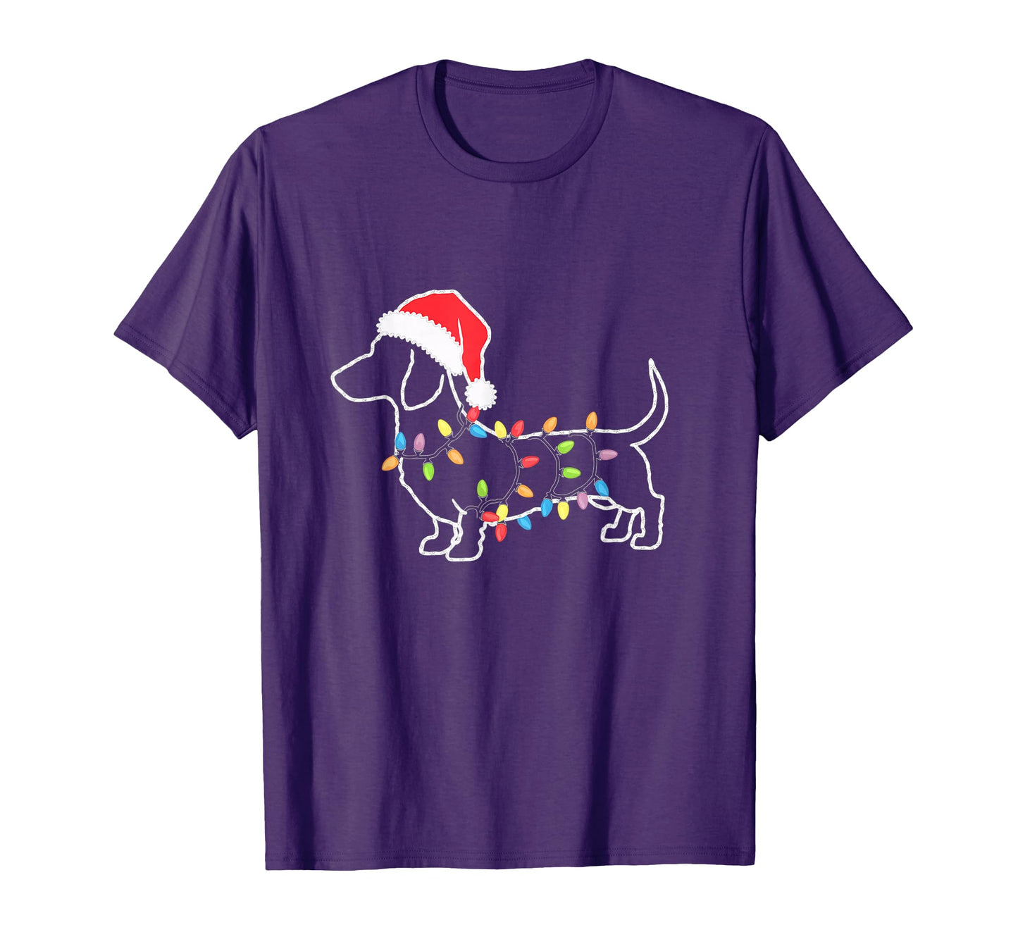 Dachshund Christmas Lights Santa T-Shirt