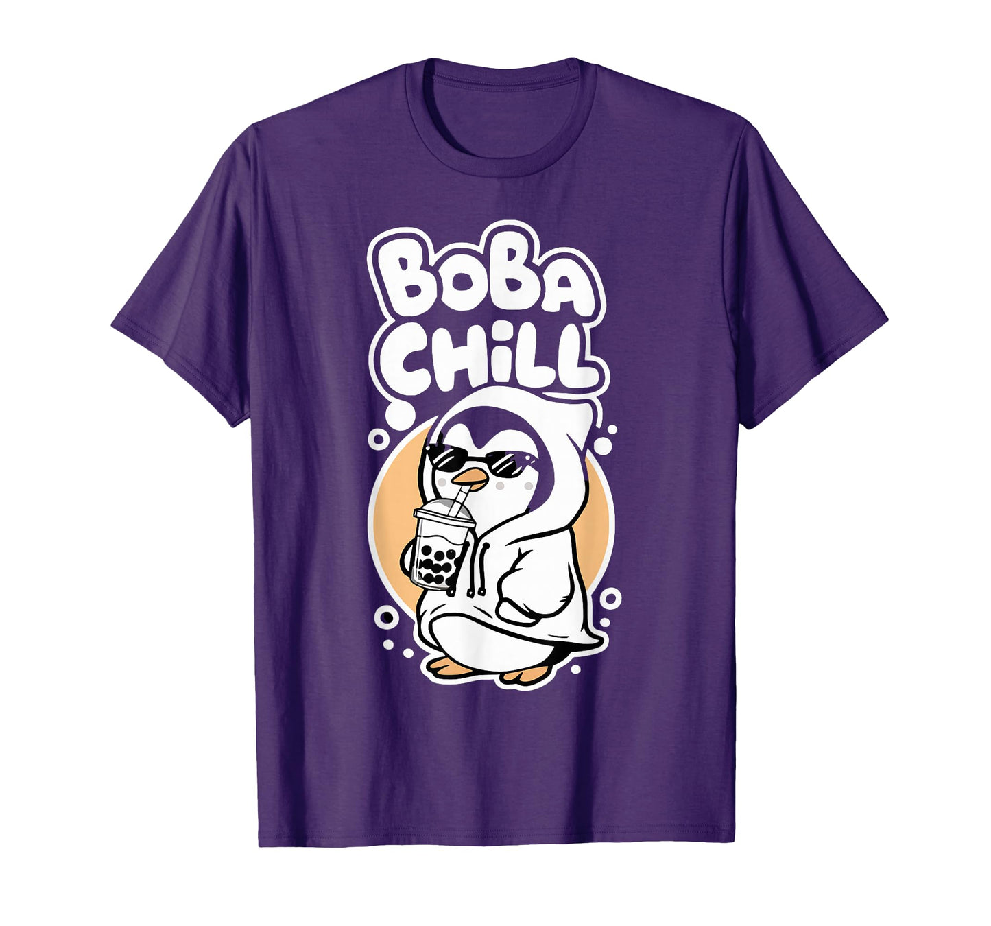 Boba Chill Kawaii Penguin Bubble Mike Tea Drink Cool Penguin T-Shirt