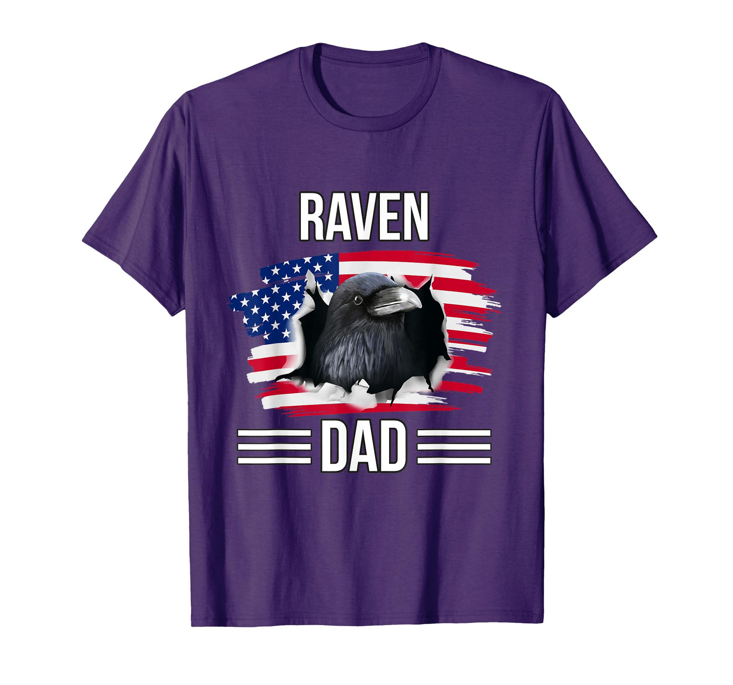 Bird US Flag 4th Of July Father's Day Raven Dad T-Shirt