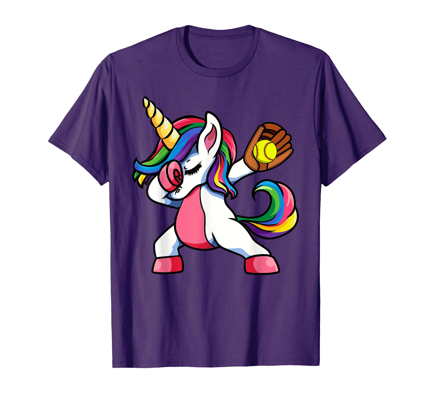 Girls Funny Dabbing Softball Unicorn Apparel Womens Kids Dab T-Shirt