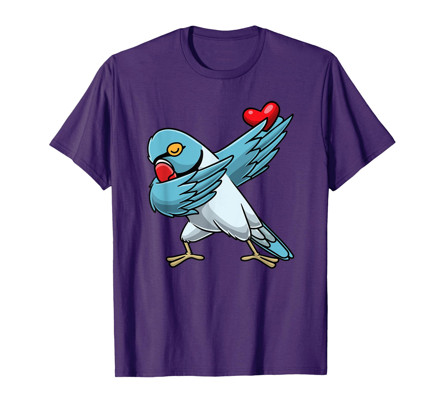 Blue Indian Ringneck Dabbing Parrot Bird With Heart T-Shirt