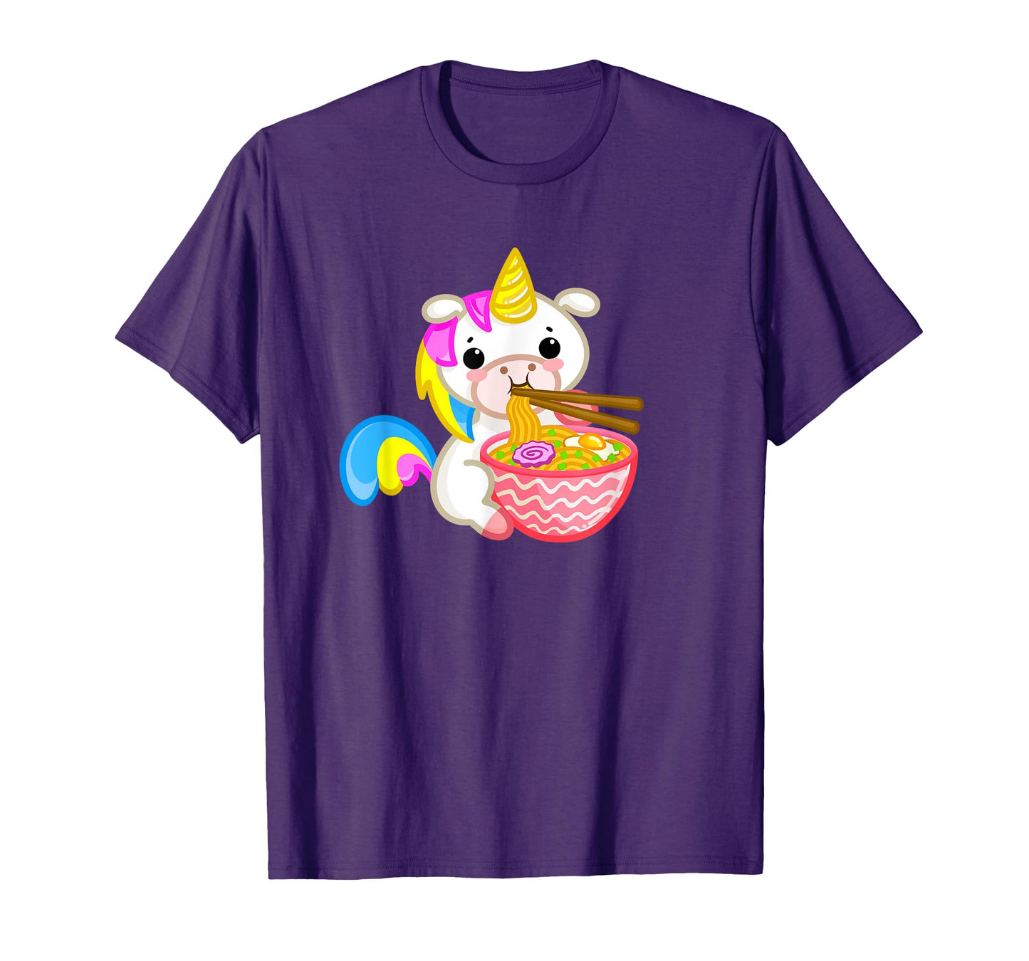 Unicorn Eating Ramen Kawaii Japanese Noodles Anime Teen Girl T-Shirt