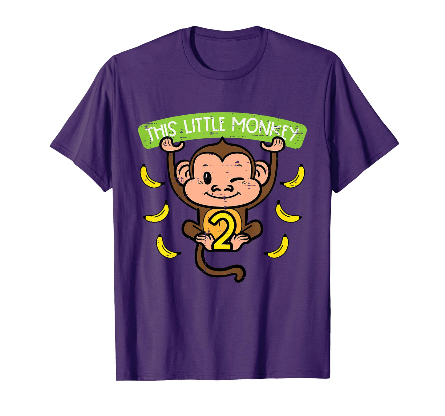 2nd Birthday This Little Monkey 2 Years Old Boys Girls Kids T-Shirt