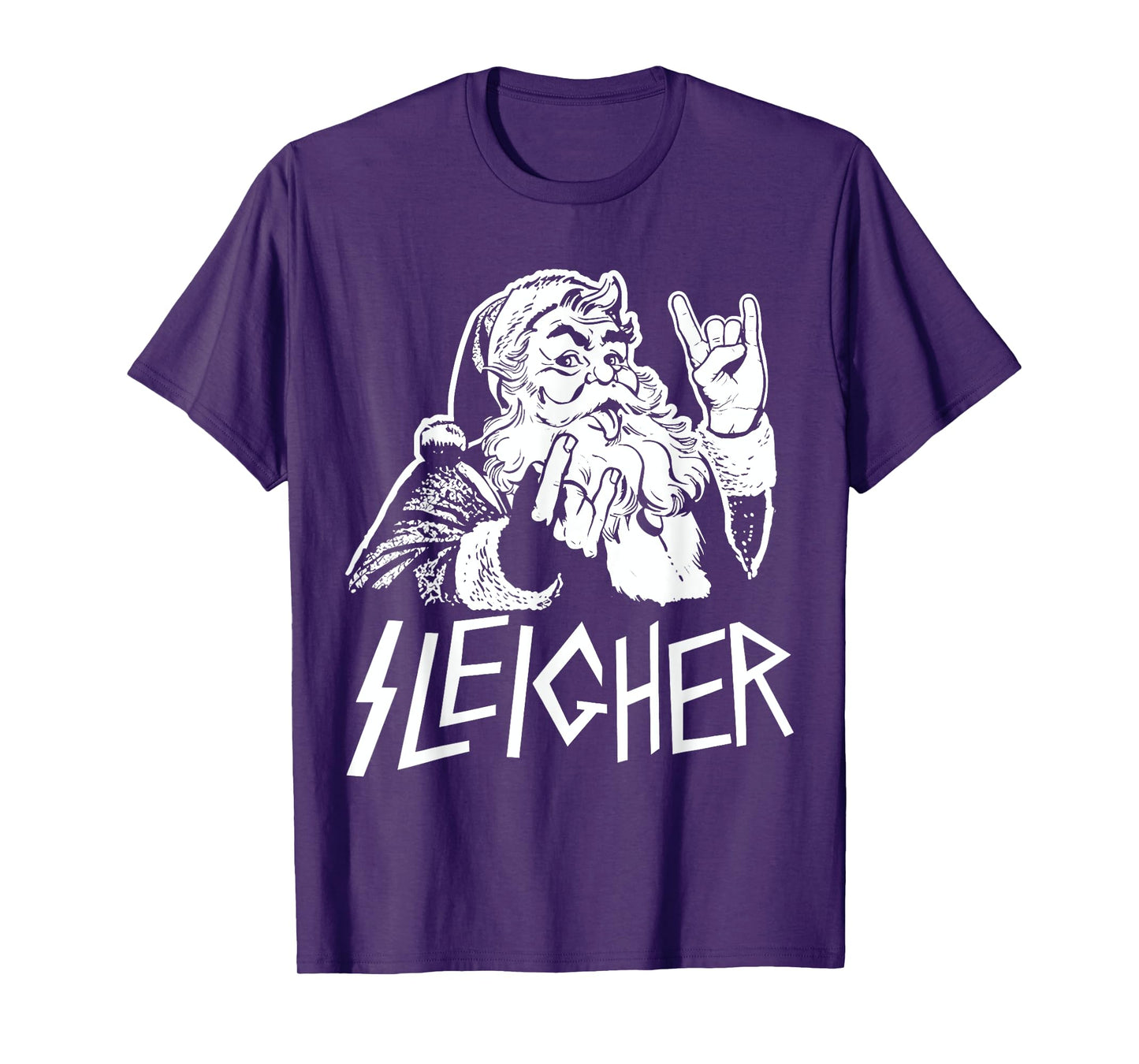 Sleigher Heavy Metal Santa Claus Rock On Goth Christmas T-Shirt