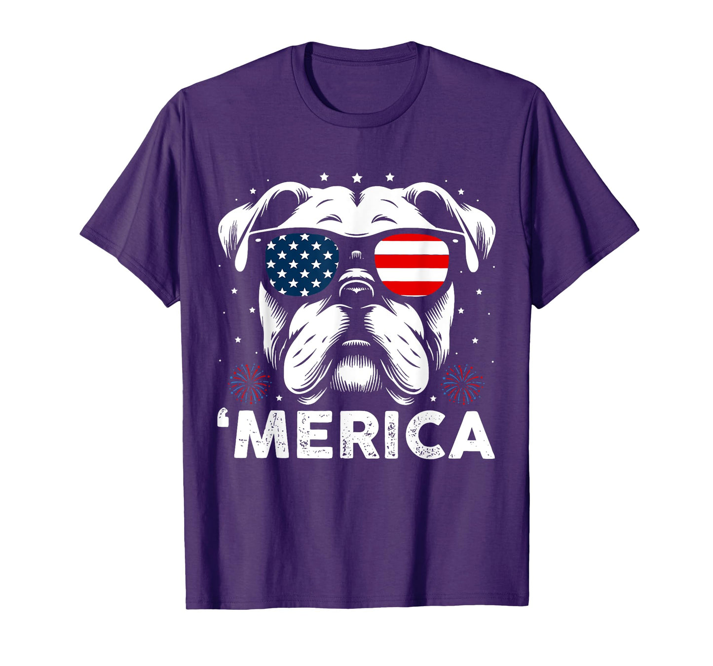 English Bulldog Dog Merica Patriotic USA Flag 4th Of July T-Shirt