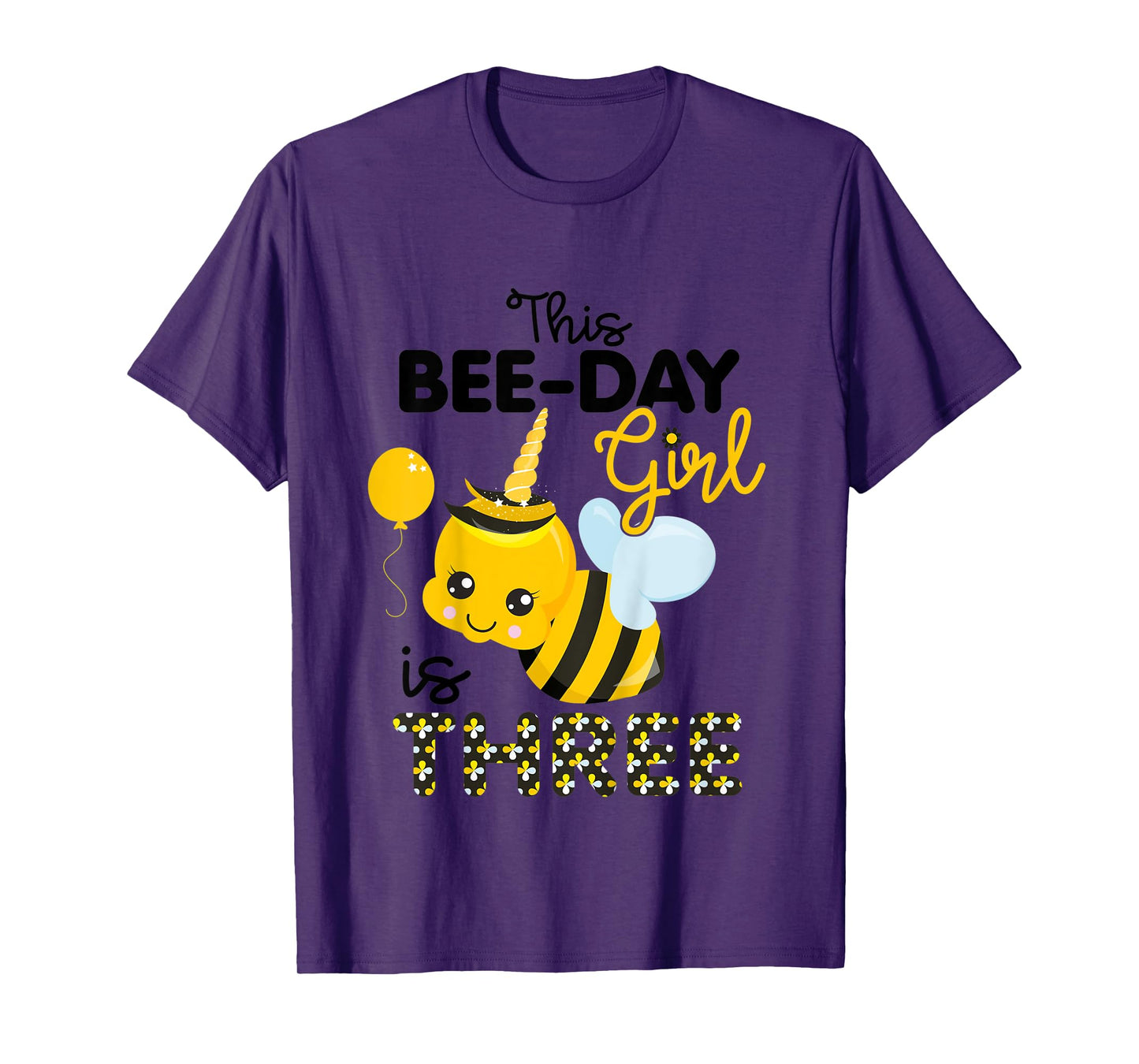 Kids 3rd Birthday Girl Bee Themed 3 Year Old Bday Matching Party T-Shirt