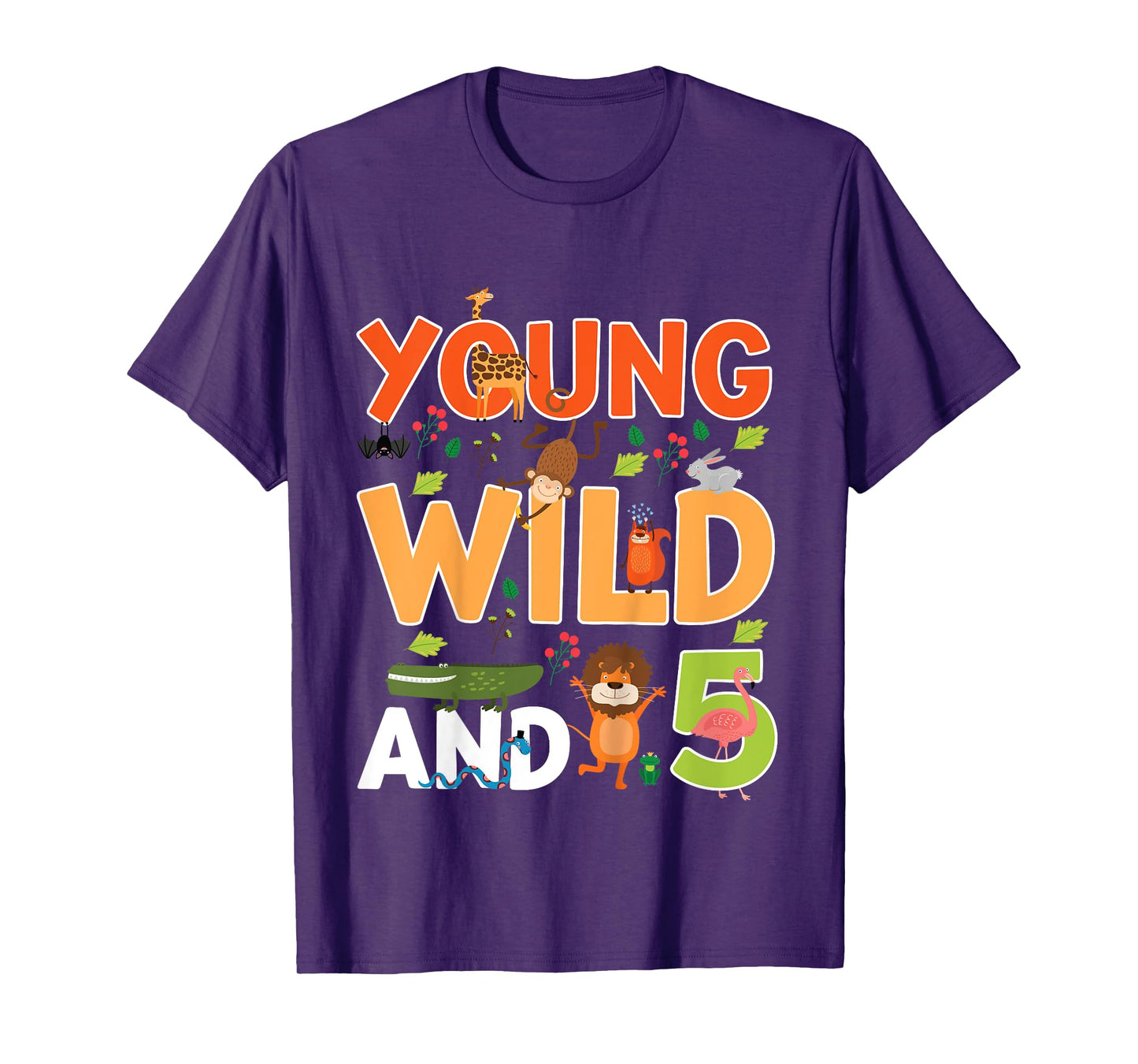 Kids 5 year old wild zoo theme birthday animals safari jungle boy T-Shirt