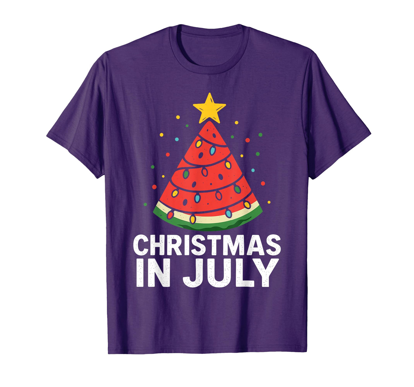 Retro Xmas Tree Watermelon Beach Christmas in July T-Shirt
