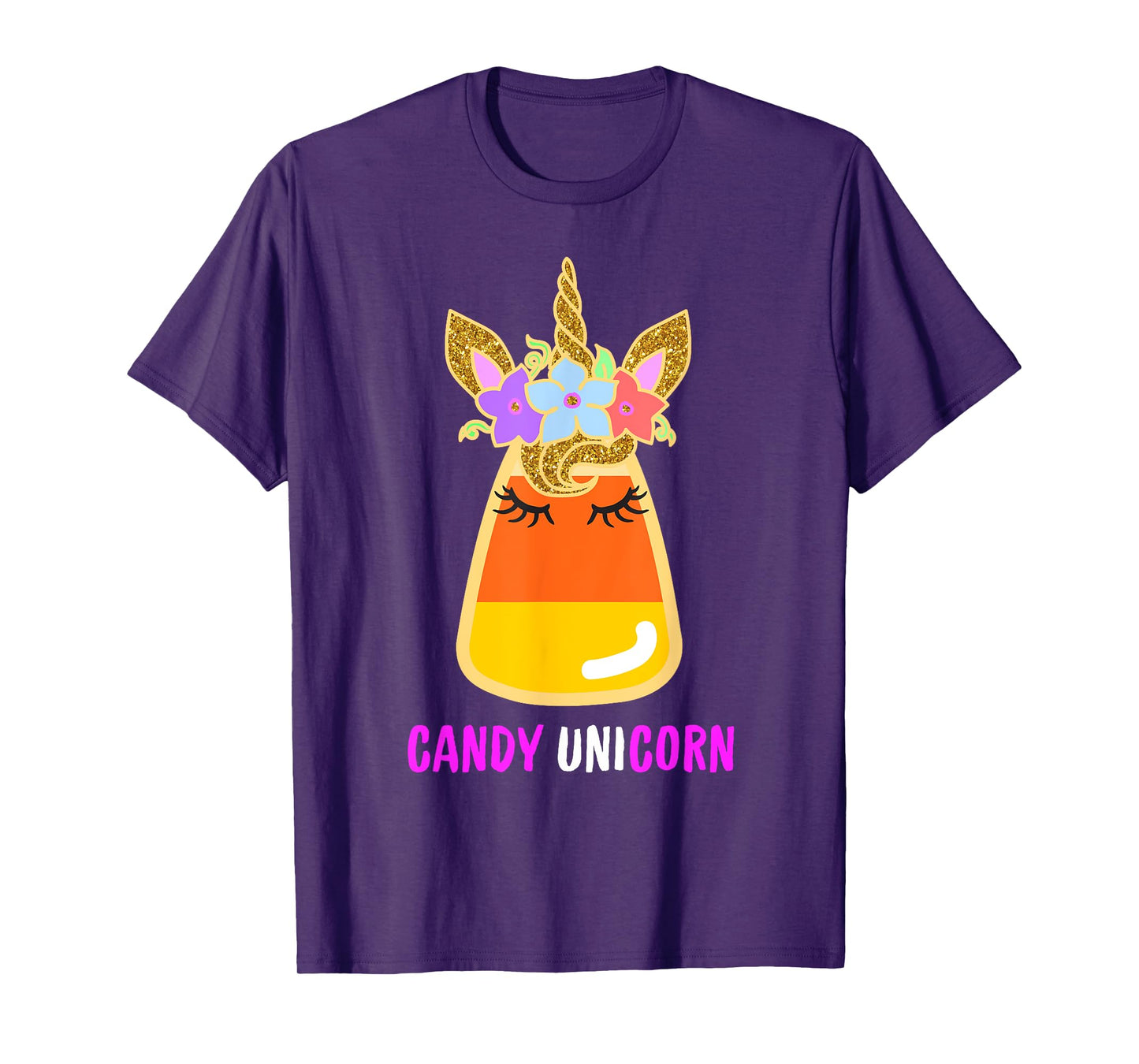 Unicorn Candy Corn Halloween Trick Or Treat Party Girl Gifts T-Shirt