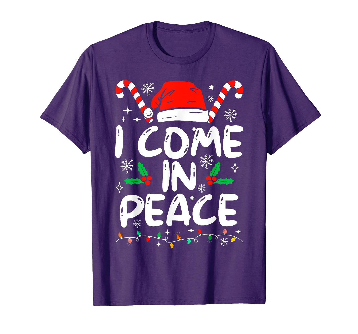 I Come In Peace Matching Peace Couples Santa Hat Christmas T-Shirt