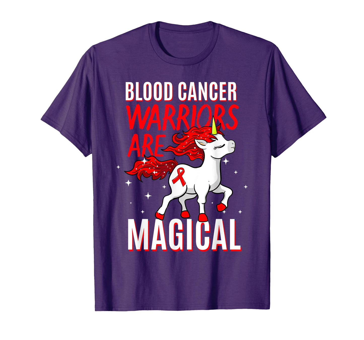Blood Cancer Warrior Magical Unicorn Red Ribbon Liquid Tumor T-Shirt