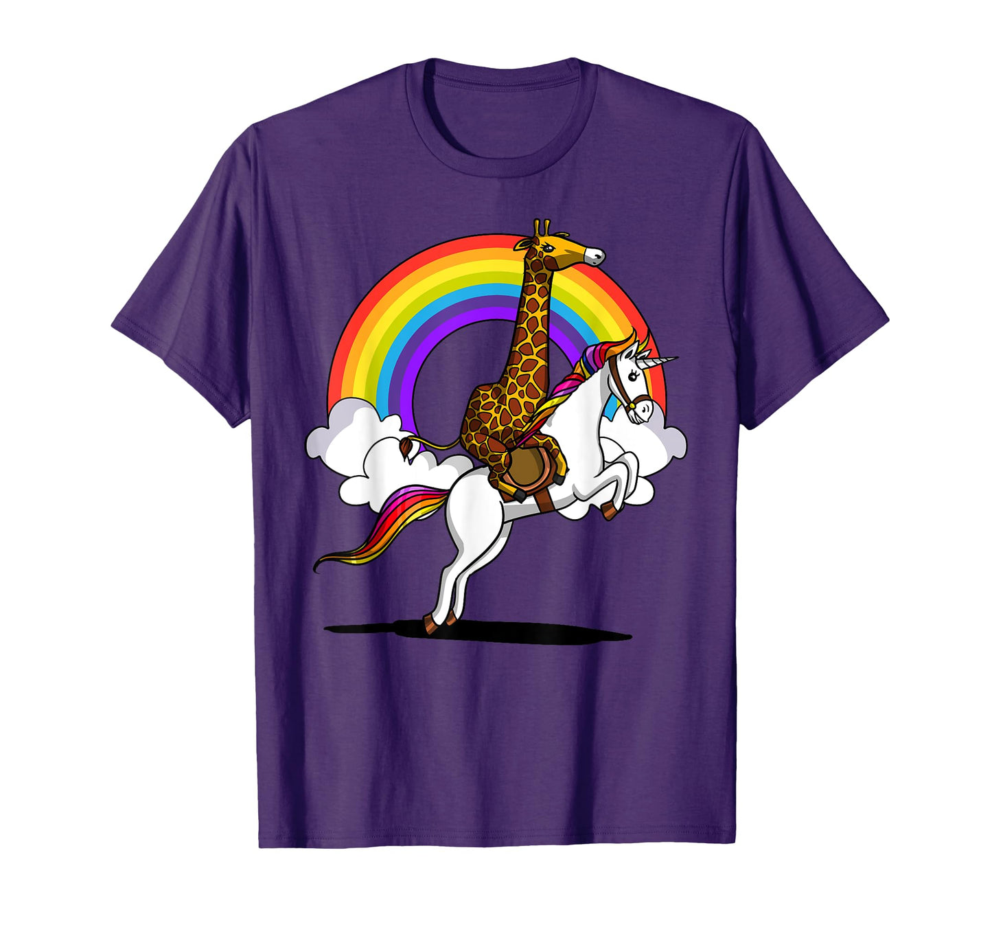 Giraffe Riding Unicorn Magical Rainbow Funny Boys Girls Kids T-Shirt