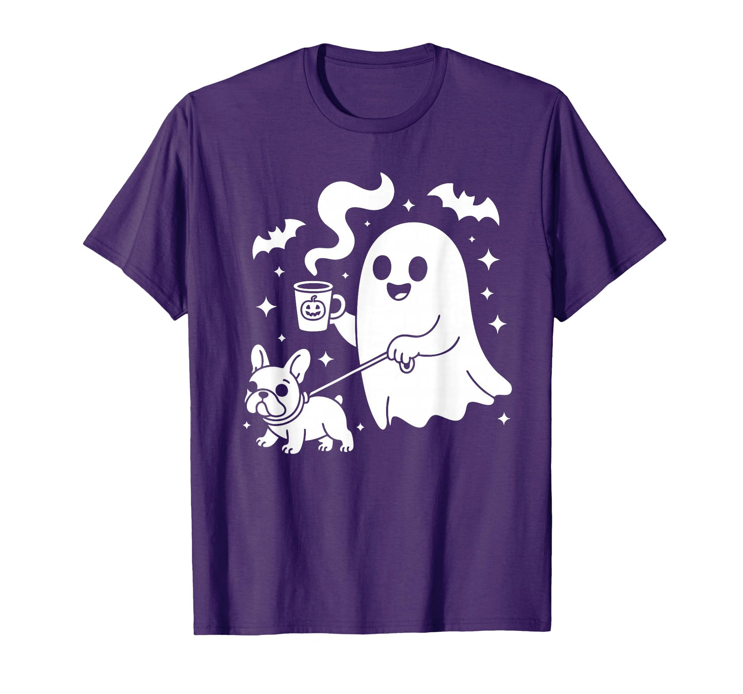 Ghost Walking Dog French Bulldog Coffee Halloween Costume T-Shirt