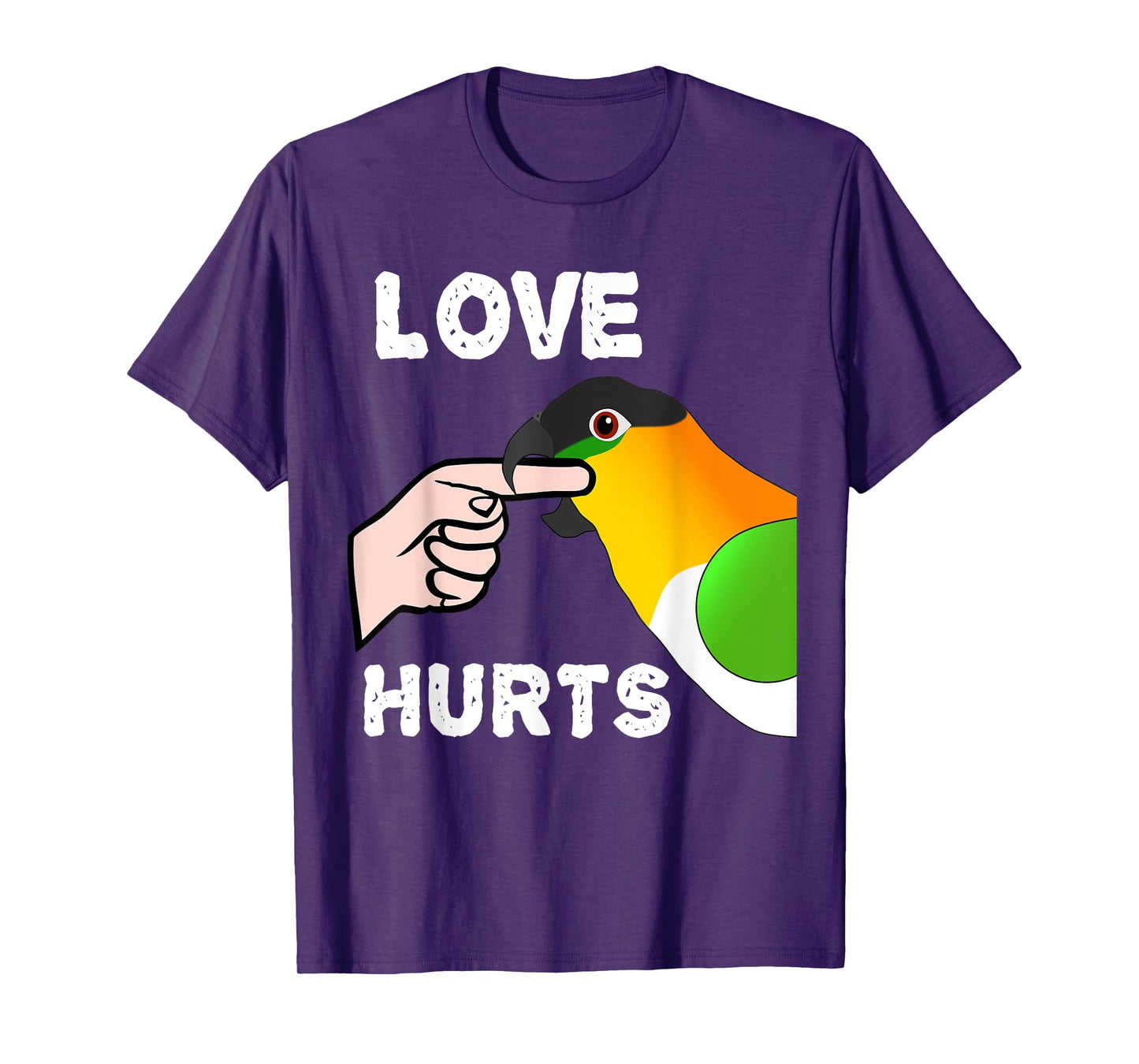 Black Headed Caique Parrot Love Hurts T-Shirt