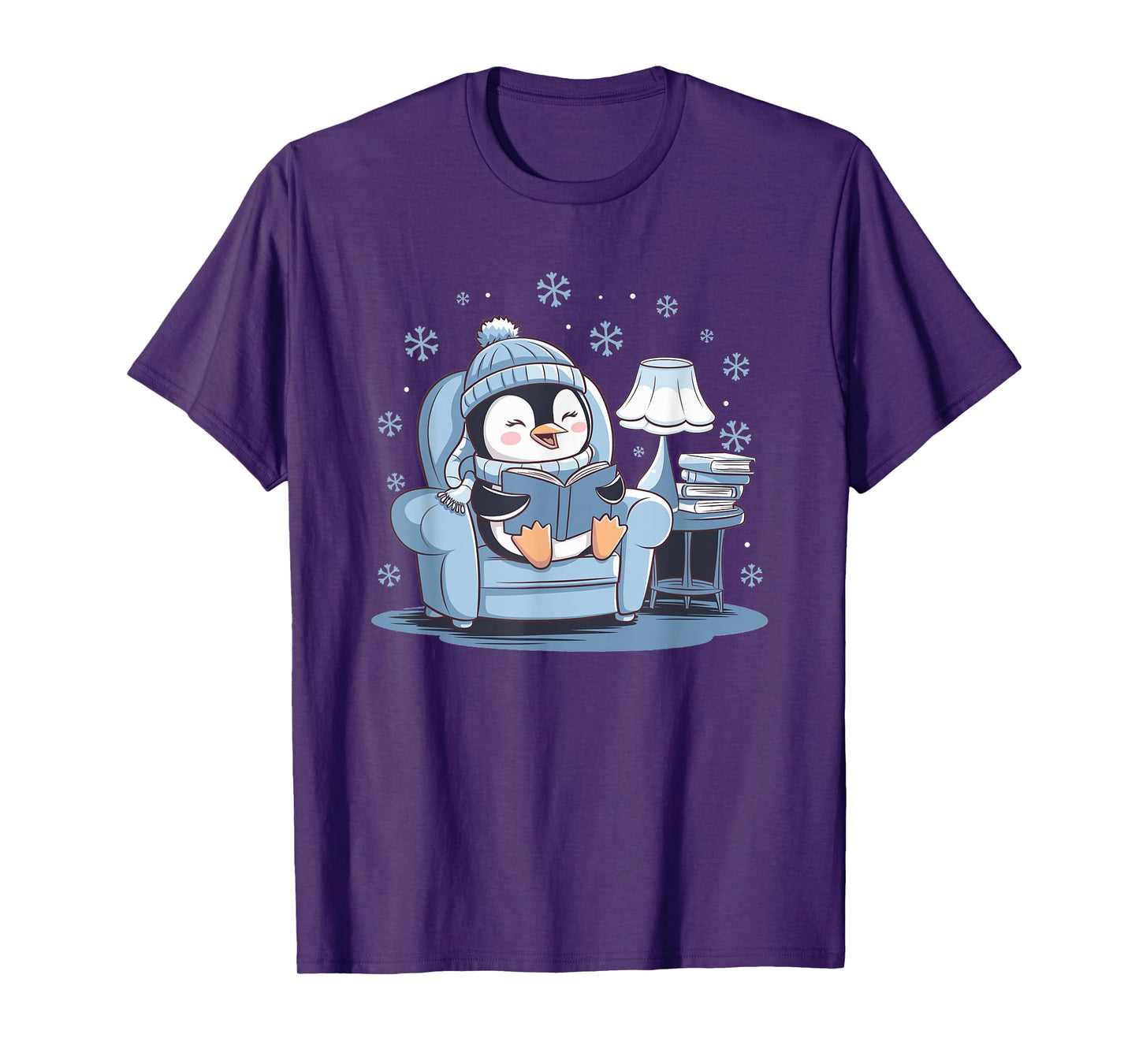 Penguin Reading Arctic Wildlife Animal Winter Snow Lover T-Shirt