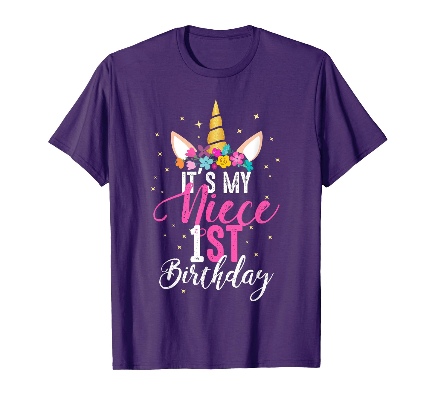 Its My Niece 1st Birthay Gift Girl Unicorn Birthday T-Shirt