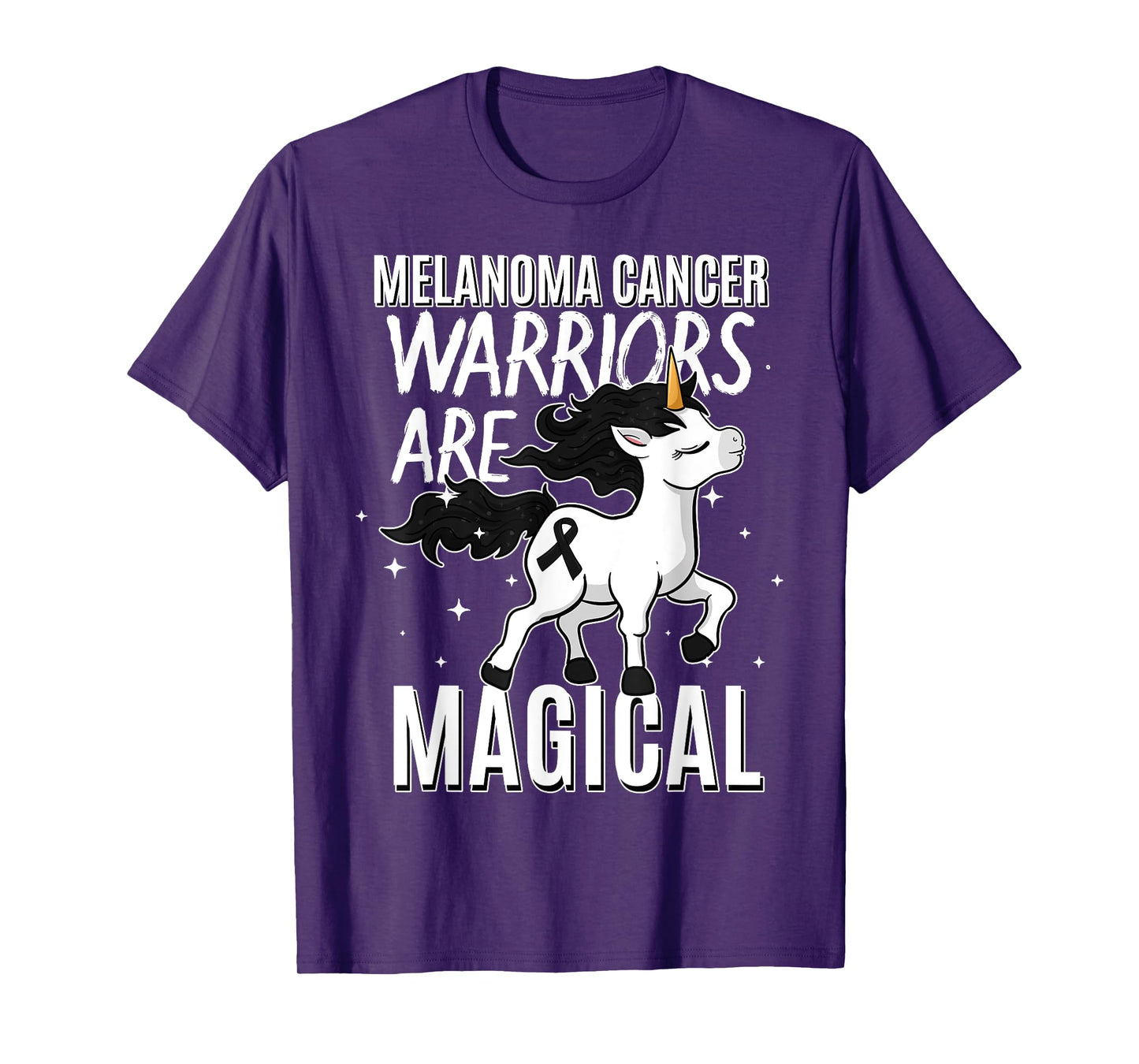 Melanoma Cancer Magical Unicorn Black Ribbon Dermatologist T-Shirt