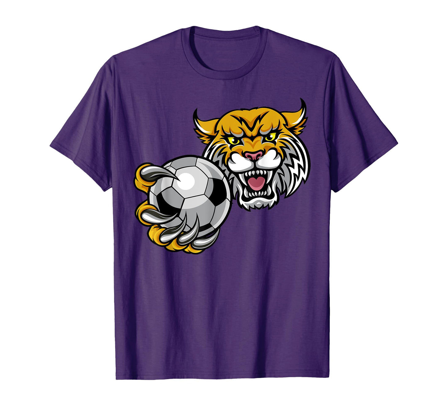 Wildcat Sports Team Mascot Holding Soccer Football Ball T-Shirt for Men Women Kids