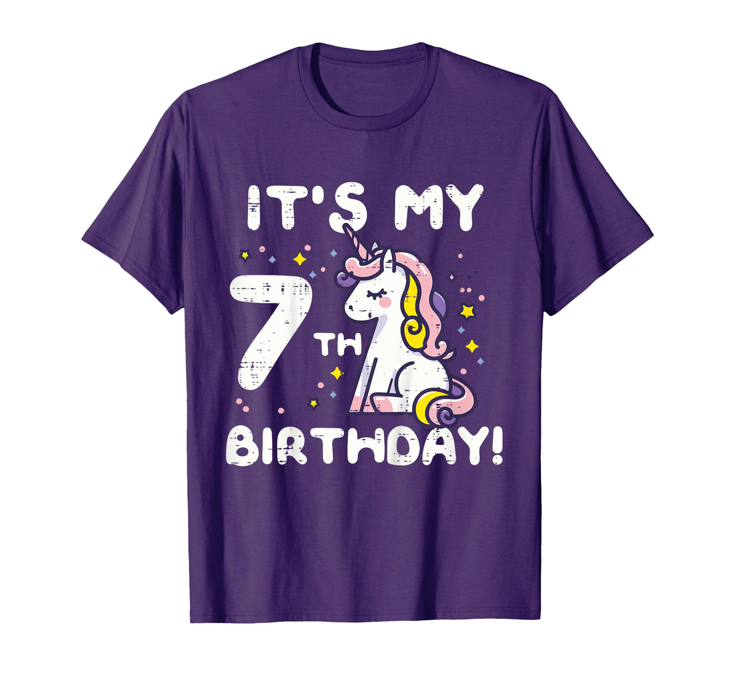 Its My 7th Birthday Unicorn Cute 7 Year Old Bday Girls Kids T-Shirt