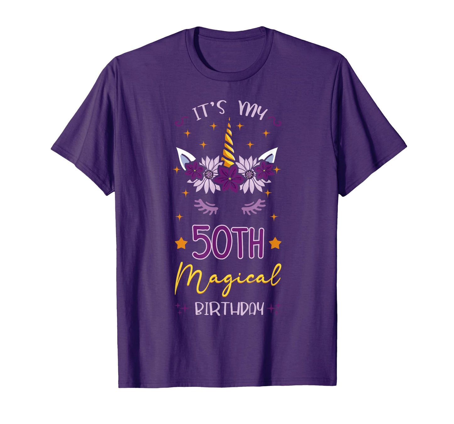 It's My 50th Magical Birthday Unicorn Floral Horn Party T-Shirt