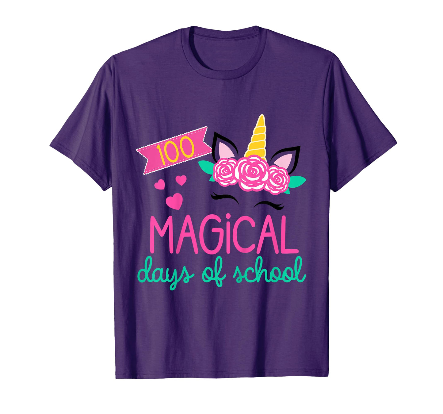 100 Days of School Girls Unicorn 100 Magical Days of School T-Shirt