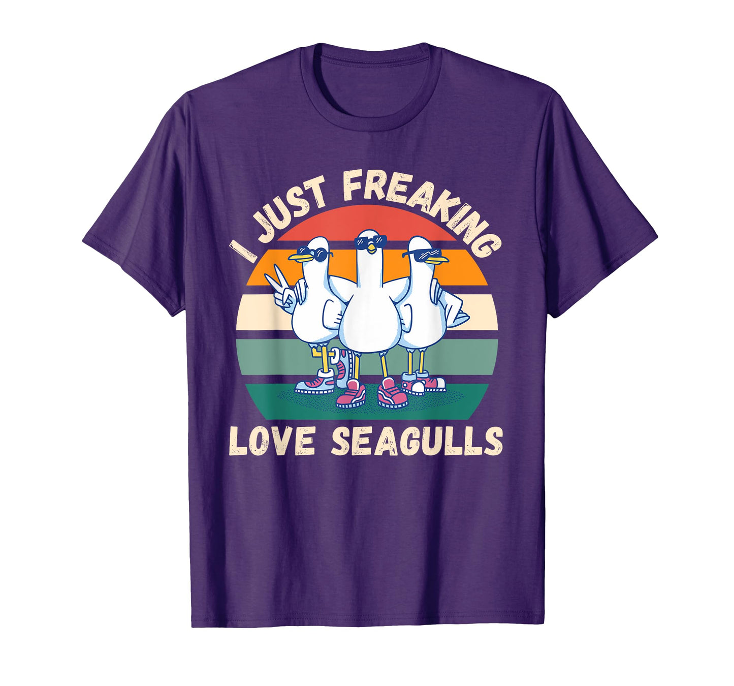 Retro Seagulls I Just Freaking Love Seagulls Bird Lover T-Shirt