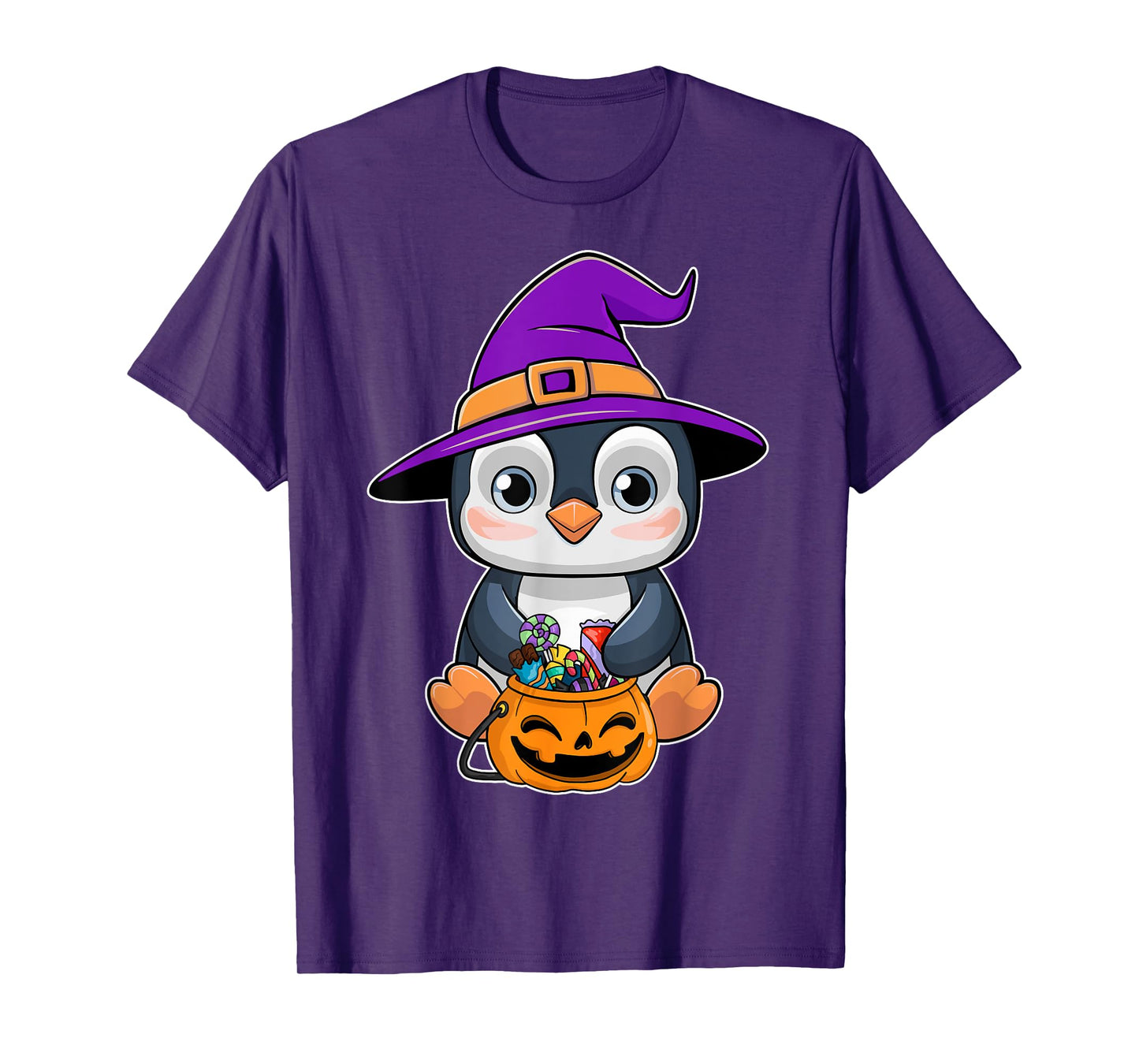 Penguin Halloween Witch Hat Pumpkin Penguin Halloween T-Shirt