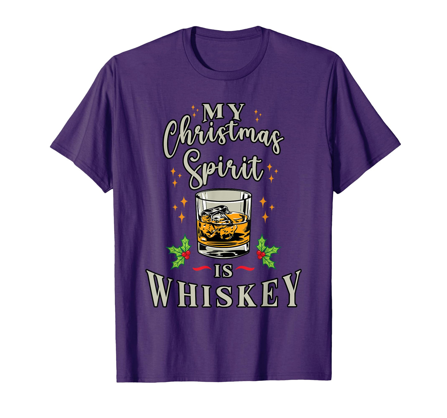 Merry Christmas Spirit is Whiskey Bourbon Funny Drinking T-Shirt