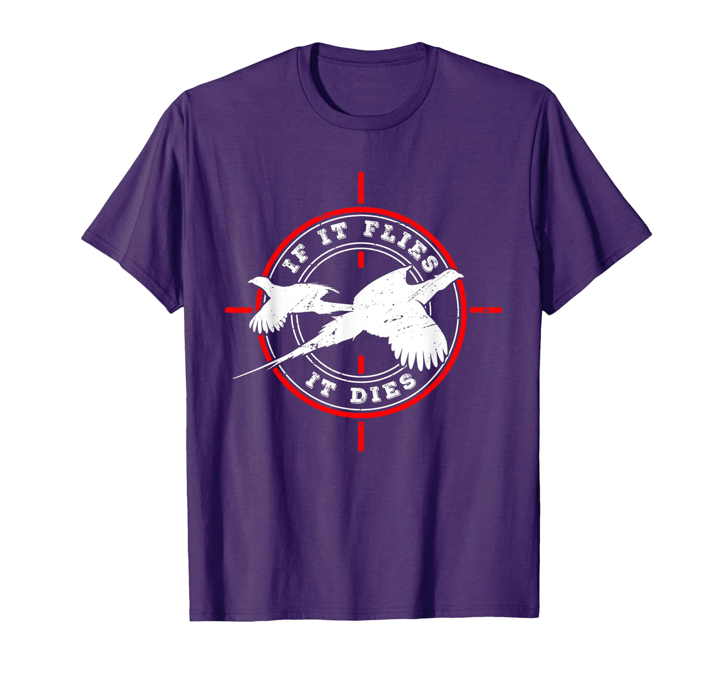If it flies it dies for Pheasant hunter Pheasant Hunter T-Shirt Black Small Regular Fit Crew Neck Short Sleeve Cotton 60% Polyester 40% Women Hunters