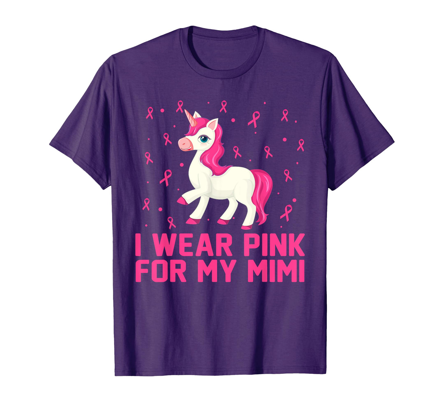I Wear Pink For My Mimi Breast Cancer Awareness Day Unicorn T-Shirt