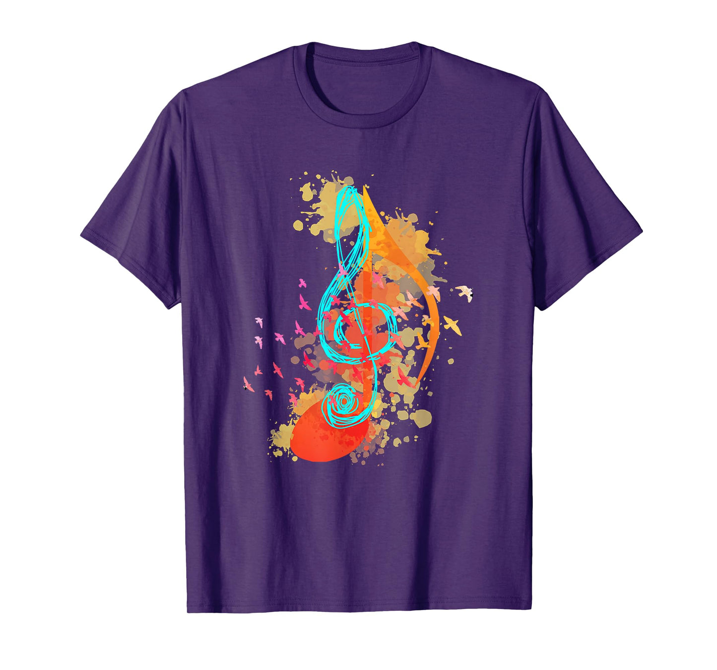 Colorful Treble Clef Music Theory Musician Teacher Birds T-Shirt