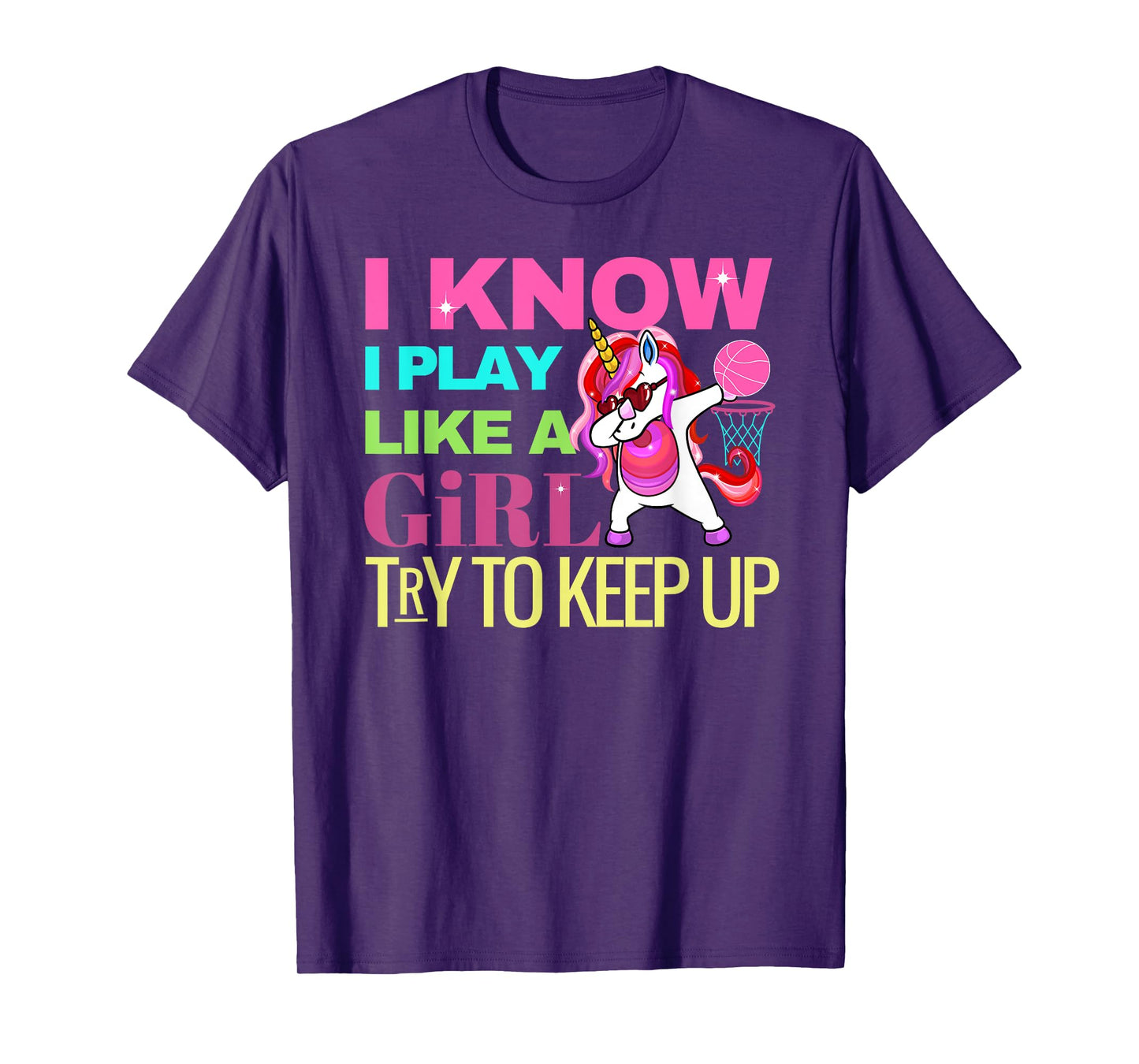 Envy Design Girls Basketball Tee's Dabbing Unicorn Gift Girls T-Shirt
