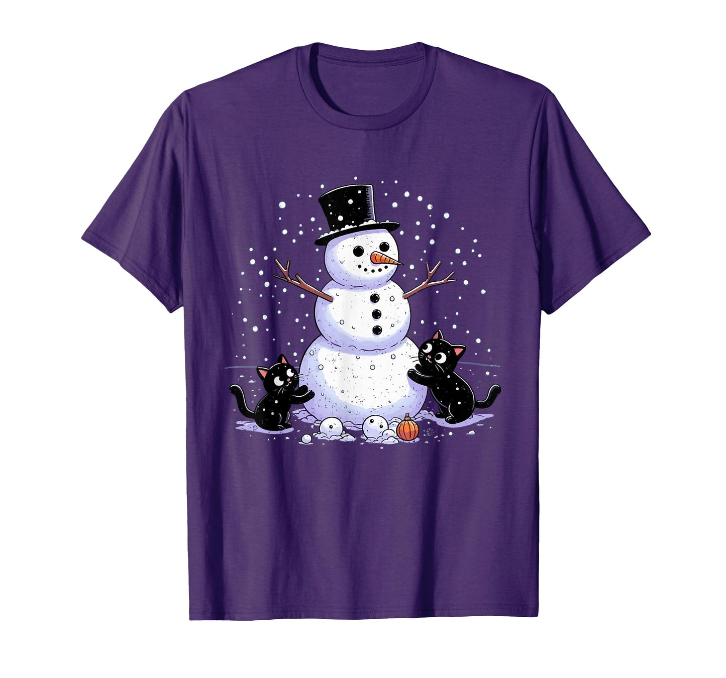 Snowman Cat Lover Christmas Kitten Lover Xmas Winter Holiday T-Shirt