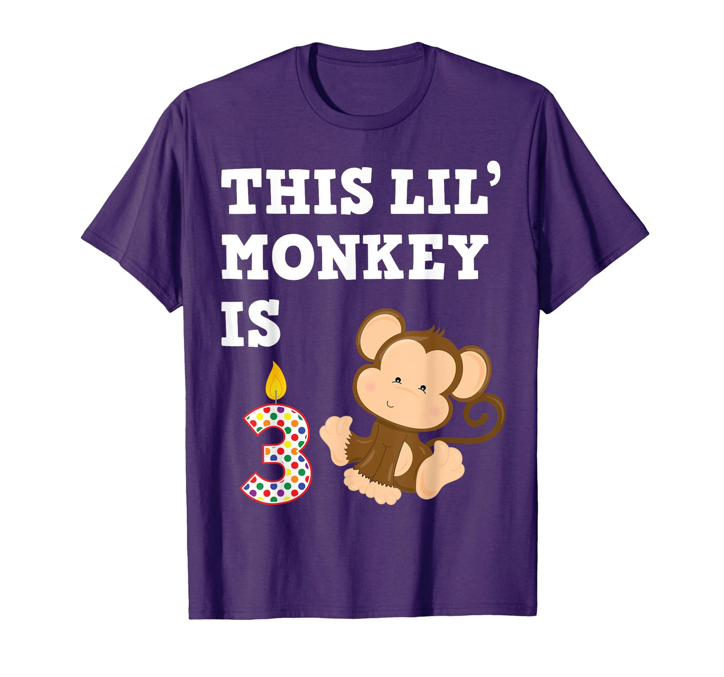 Cartoon Monkey Party Birthday 3 Year Old 3rd B-Day for Kids T-Shirt