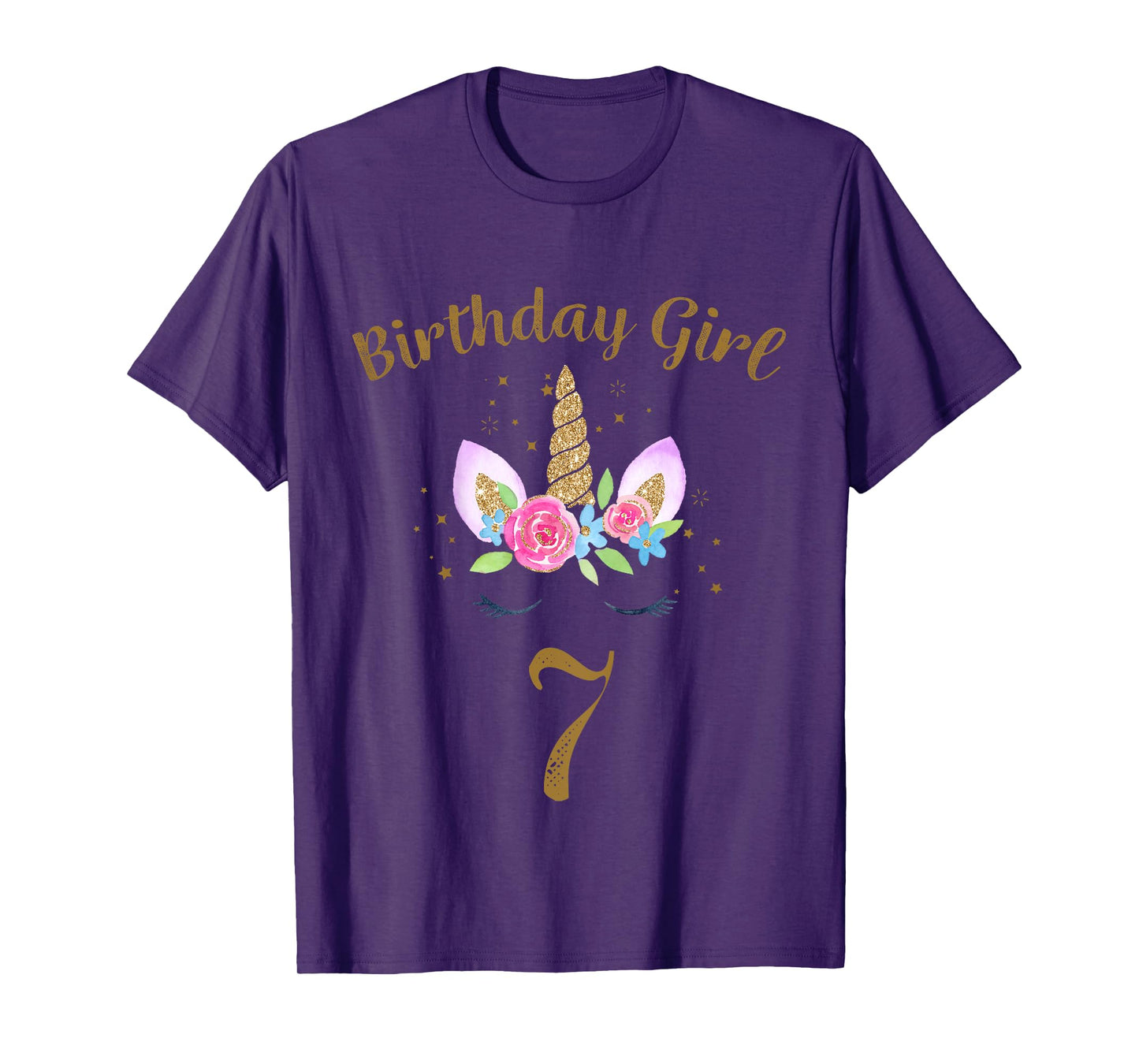 Kids 7th Birthday Girl Unicorn Shirt 7th Birthday Outfit T-Shirt