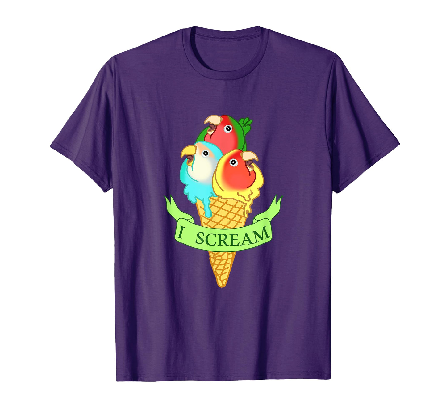 Cute Ice cream Lovebirds T-shirt, Funny I Scream Parrots T-Shirt