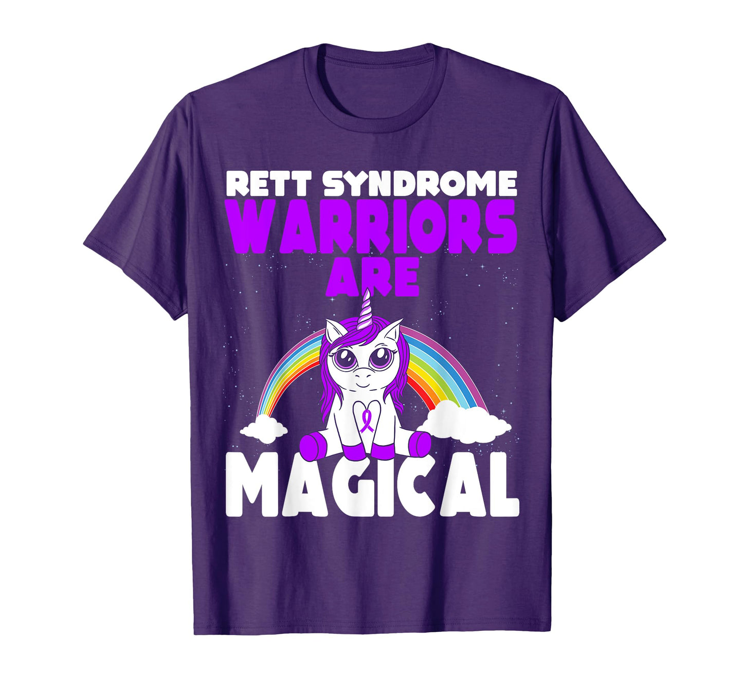 Rett Syndrome Awareness Purple Ribbon Cute Magical Unicorn T-Shirt