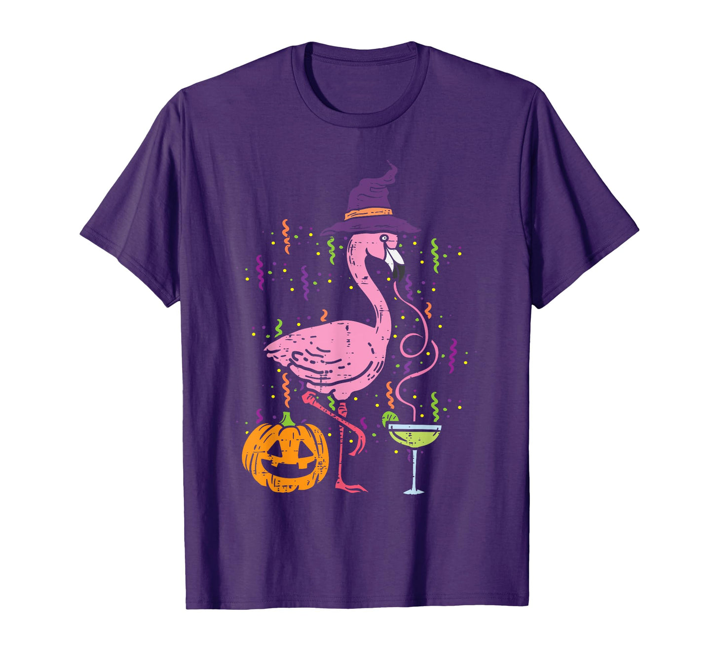 Flamingo Witch Happy Halloween Funny Costume Bird Women T-Shirt