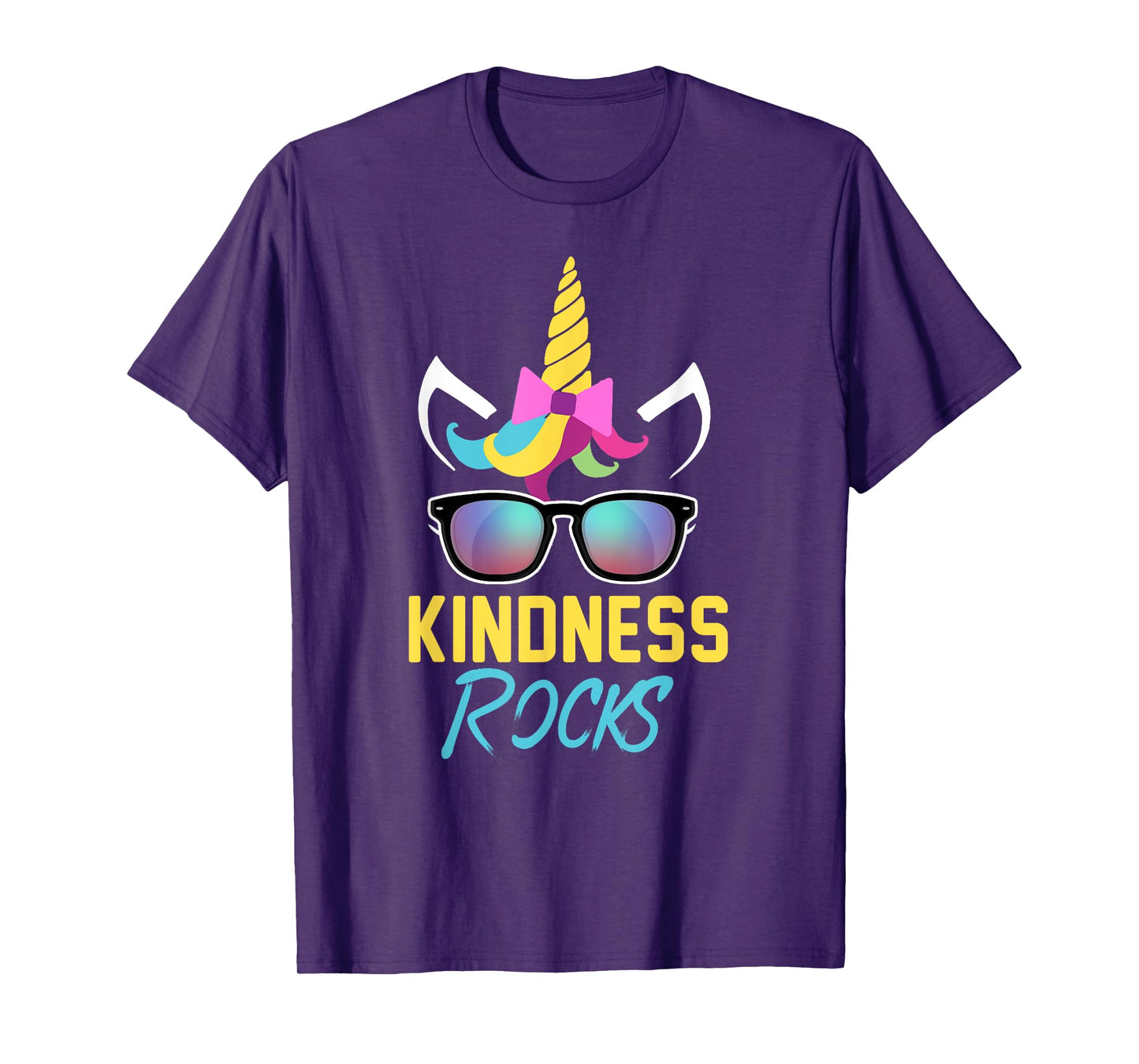 Kindness Rocks Anti Bullying Rainbow Unicorn Sunglasses Gift T-Shirt
